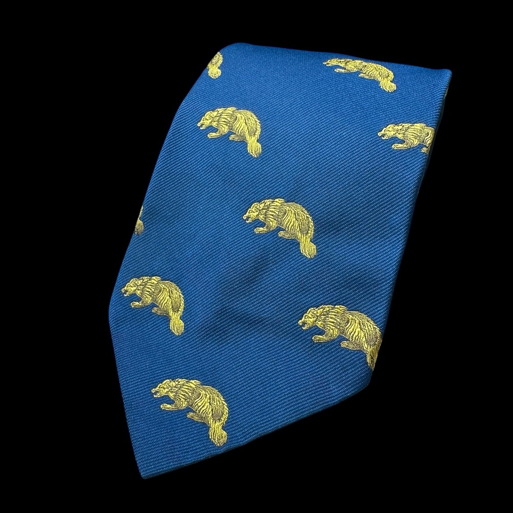 Vintage Van Boven Michigan Wolverines Blue Gold Silk Tie Detroit Ann Arbor